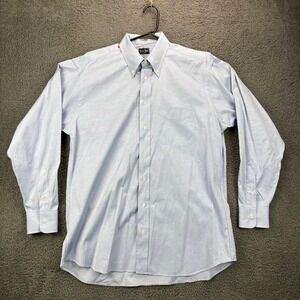 Gitman Bros Mens 16 34 Blue Pinpoint Cotton Oxford Button Down Shirt Made in USA